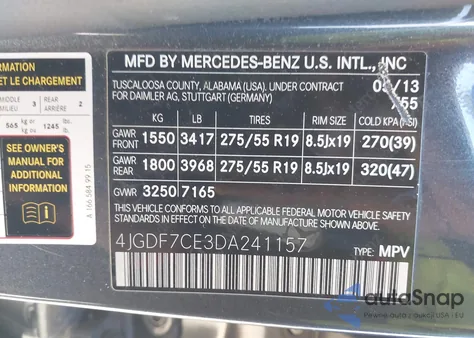 2013 Mercedes-Benz Gl 450 4Matic из США, поврежденный, VIN 4JGDF7CE3DA241157